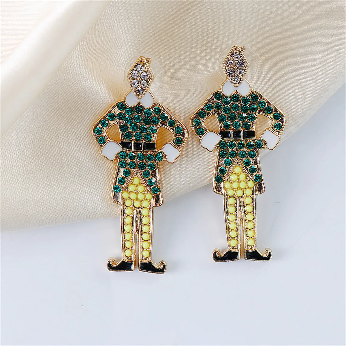 Green Cubic Zirconia & 18K Gold-Plated Elf Drop Earrings