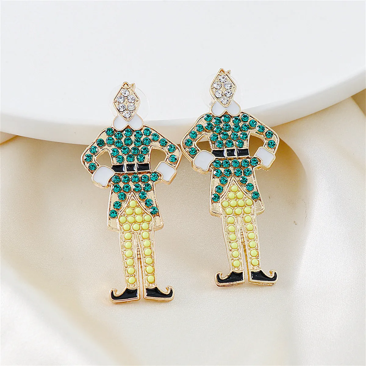 Green Cubic Zirconia & 18K Gold-Plated Elf Drop Earrings