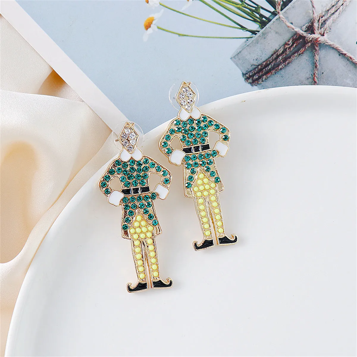 Green Cubic Zirconia & 18K Gold-Plated Elf Drop Earrings