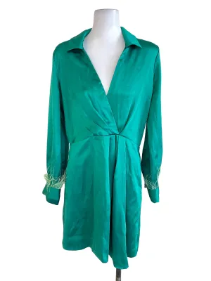 Green Satin Feather Dress