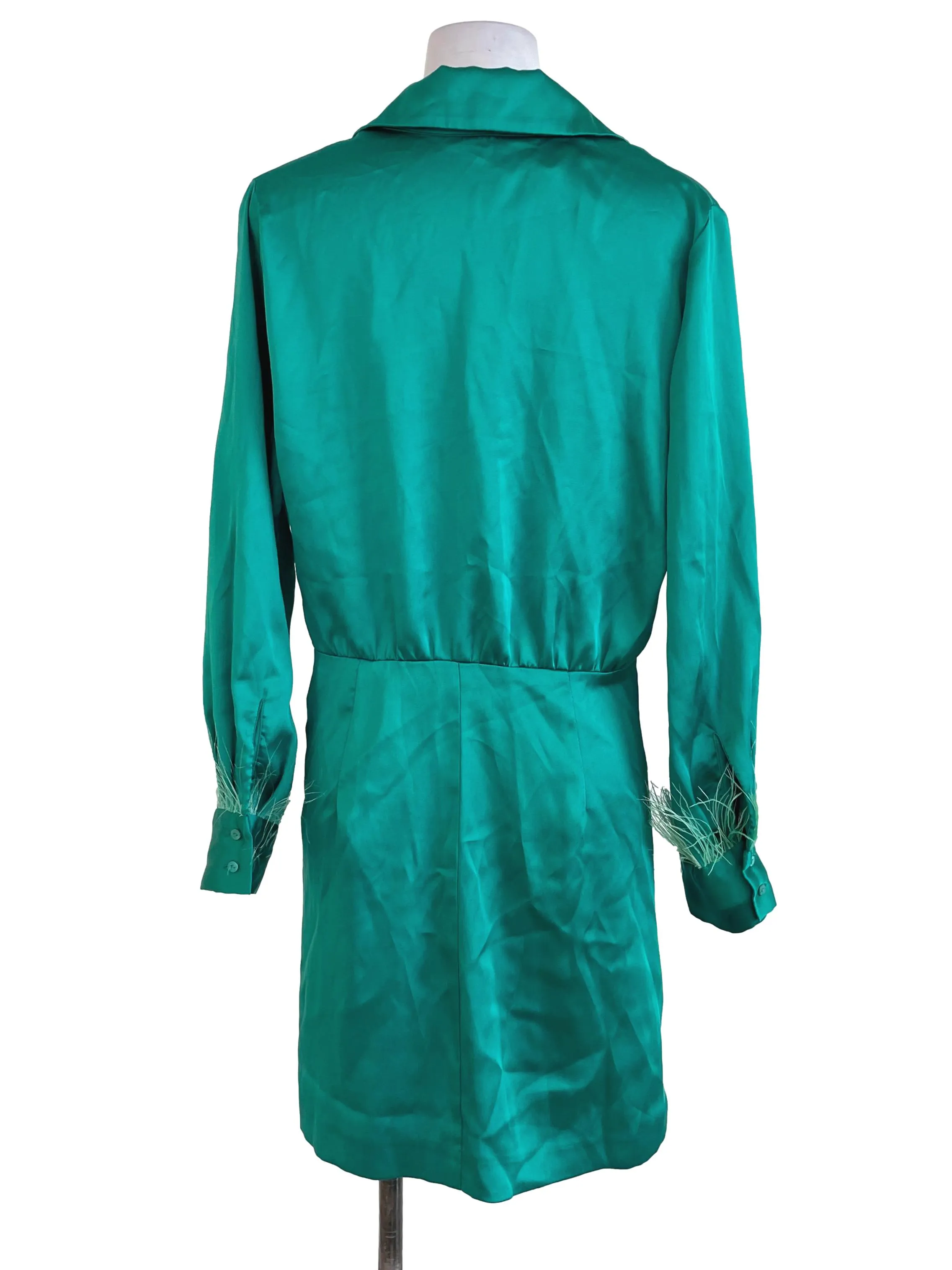Green Satin Feather Dress