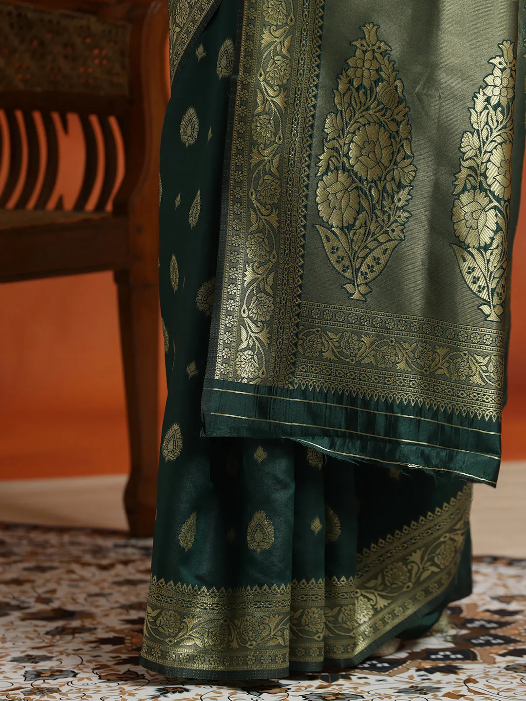 Green Silk Banarasi Zari Woven Heavy Saree