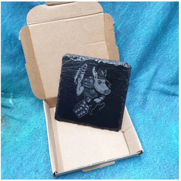 Grim Dice Slate Coasters