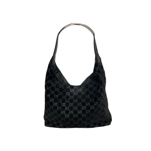 Gucci Black Monogram Suede Shoulder Bag
