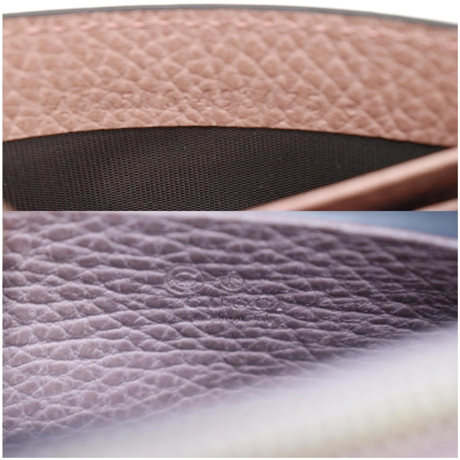 GUCCI Chain Wallet Pebbled Leather Clutch Bag Pink 466506