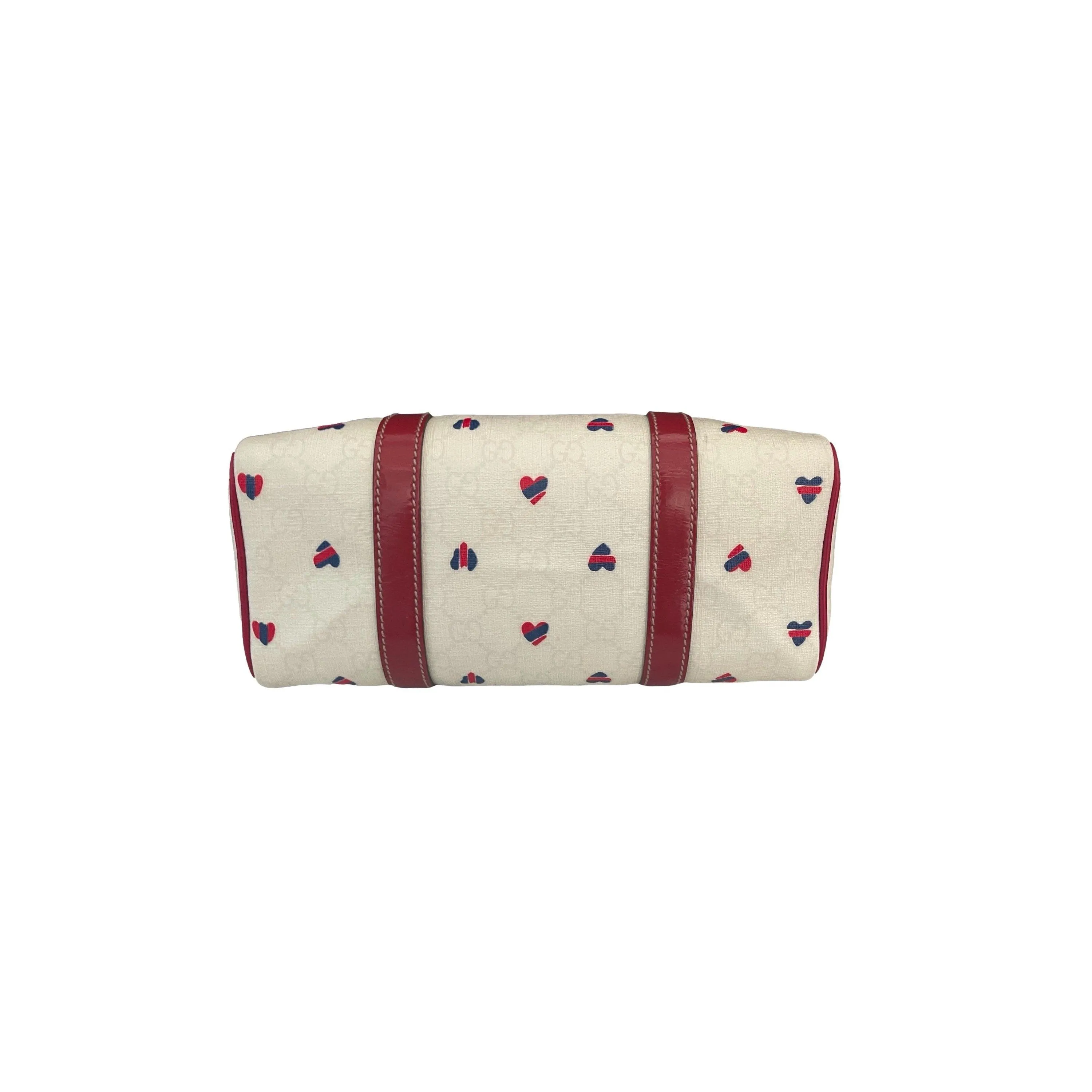 Gucci Cream Monogram Heart Boston Bag