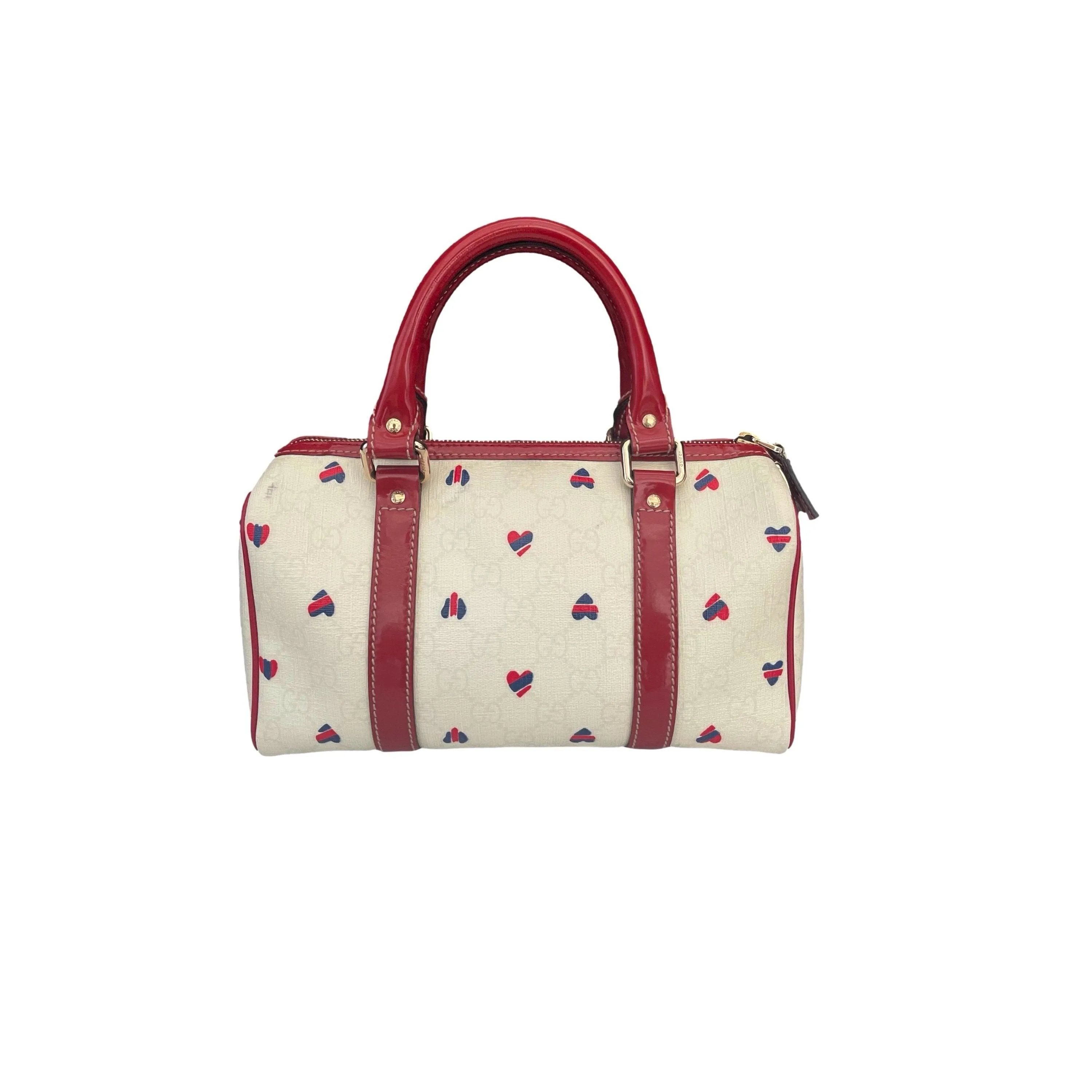 Gucci Cream Monogram Heart Boston Bag