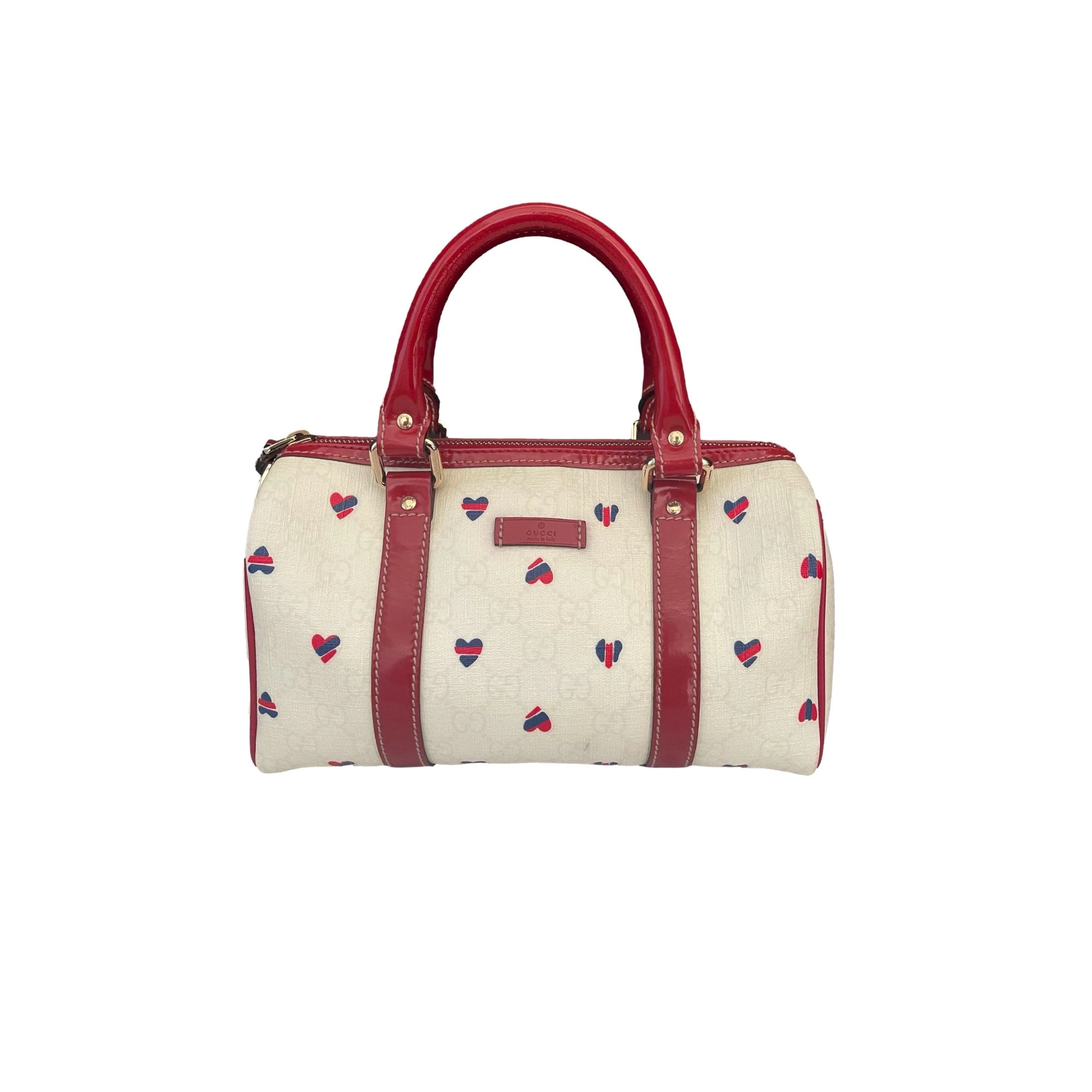 Gucci Cream Monogram Heart Boston Bag
