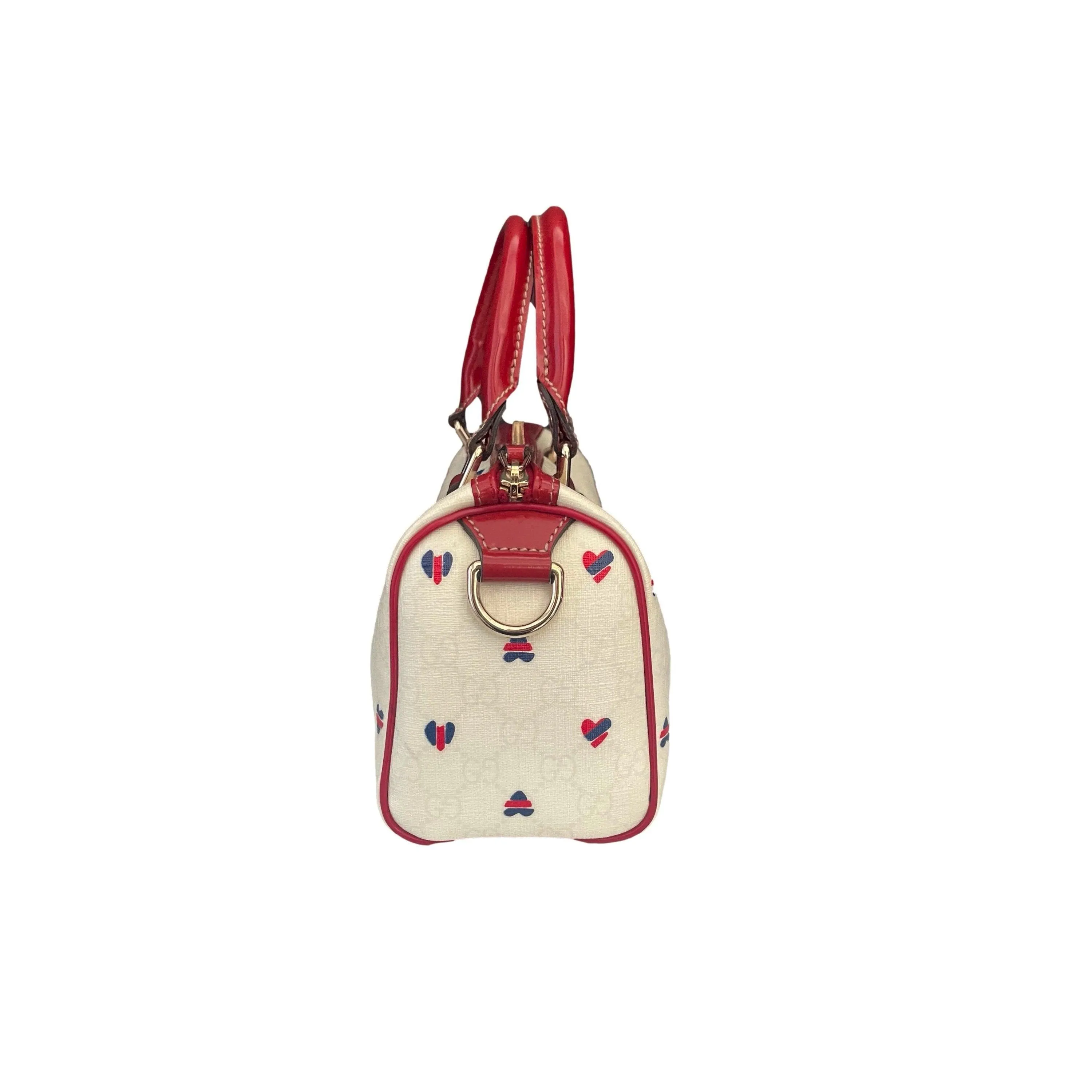 Gucci Cream Monogram Heart Boston Bag