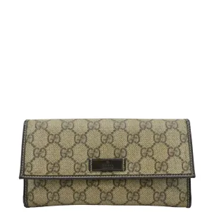 GUCCI GG Supreme Long Wallet Beige 203573