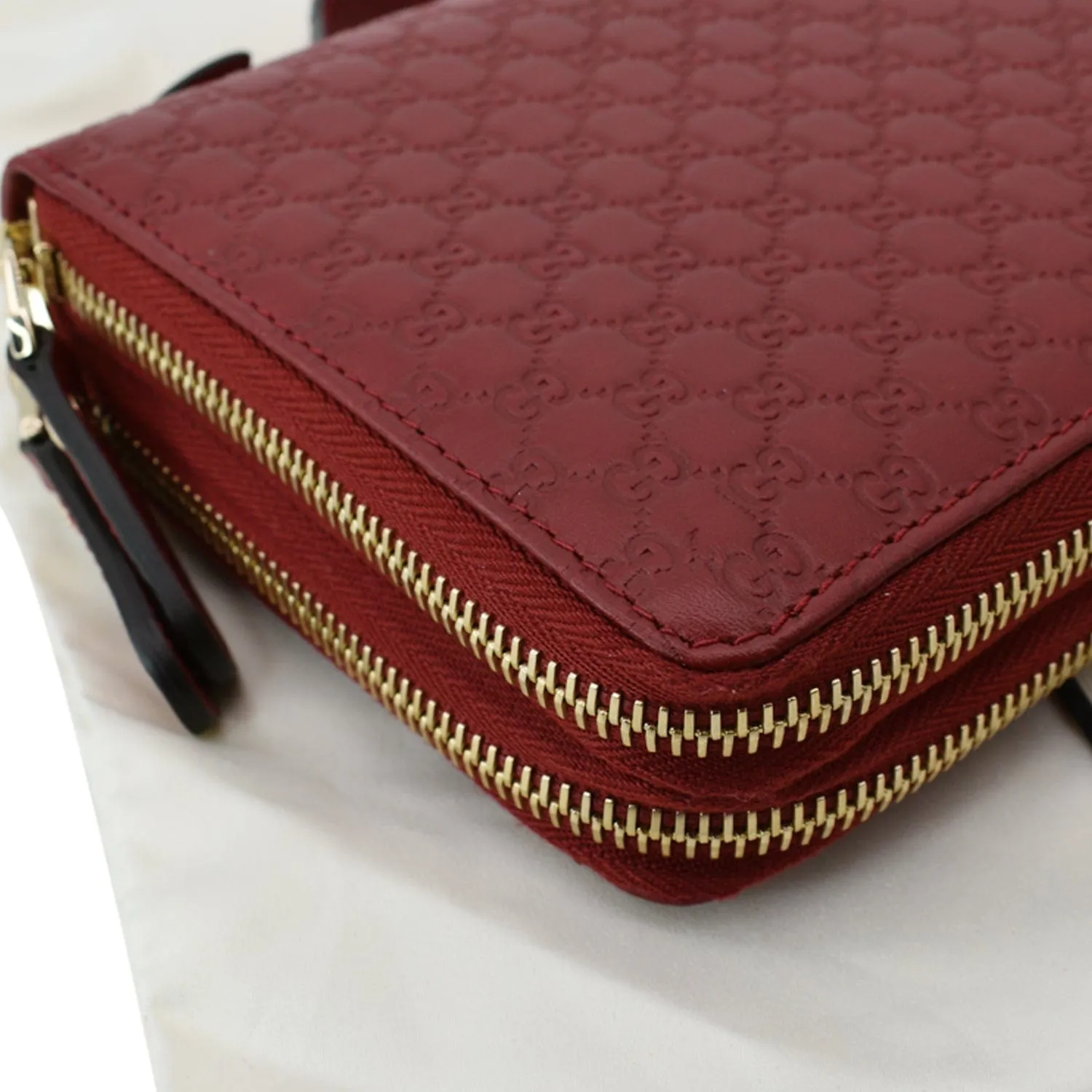 GUCCI Microguccissima GG Leather Double Zip Large Wallet Red 544250