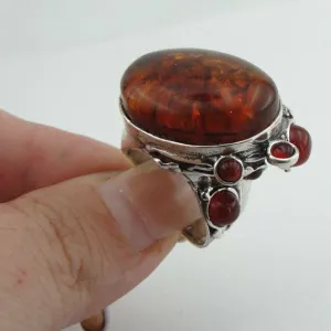 Hadar Designers Baltic Amber Ring Handmade Sterling Silver sz 7,8,9,10 (H 102b