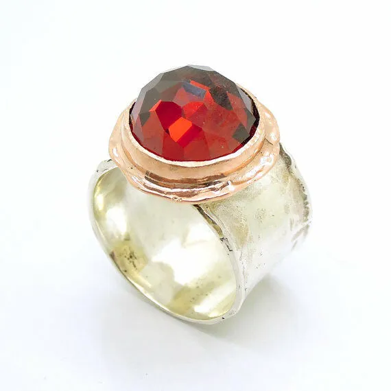 Hadar Designers Handmade 9k Yellow Gold 925 Silver Opal Ring (I r137