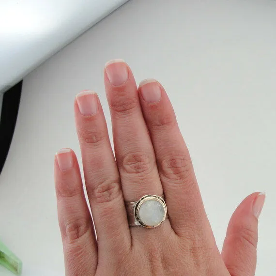Hadar Designers Handmade 9k Yellow Gold 925 Silver Opal Ring (I r137