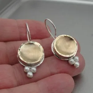 Hadar Designers Handmade 9k Yellow Gold Sterling SilverWhite Pearl Pendant (I n