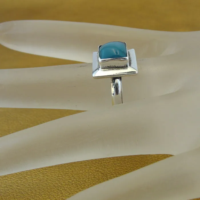 Hadar Designers Handmade Sterling Silver Blue Cat's Eye Ring sz 6.5, 7 (H)Last