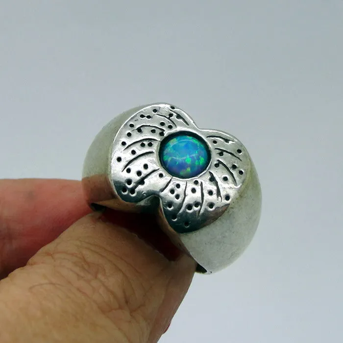 Hadar Designers red garnet ring sz 7.5,8 art 925 sterling silver handmade (H)y