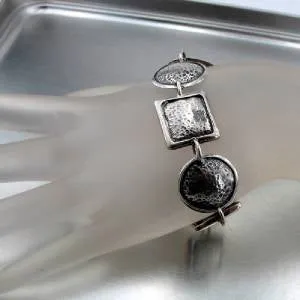 Hammered Bracelet 925 Sterling Silver Handmade Artistic Hadar Designers (H) LAST