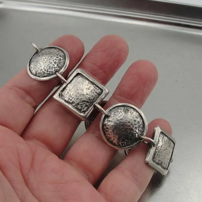Hammered Bracelet 925 Sterling Silver Handmade Artistic Hadar Designers (H) LAST