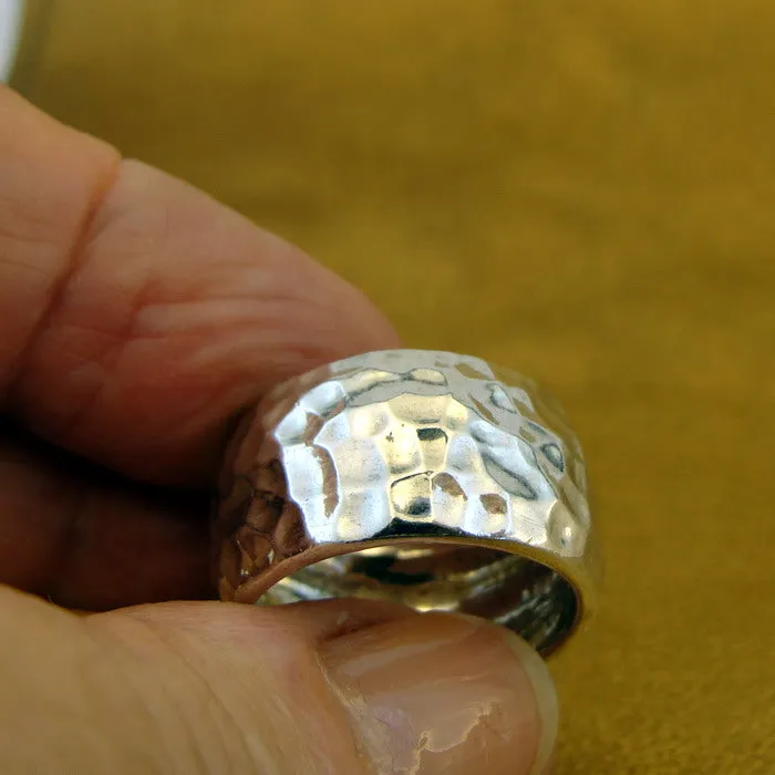 Hammered Ring 925 Sterling Silver size 6.5,7 Handmade Hadar Designers (Ms)Y