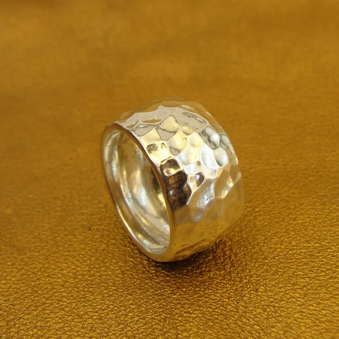 Hammered Ring 925 Sterling Silver size 6.5,7 Handmade Hadar Designers (Ms)Y