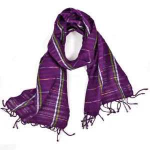 Hand Woven Fringed Scarf | Violet Sparkle