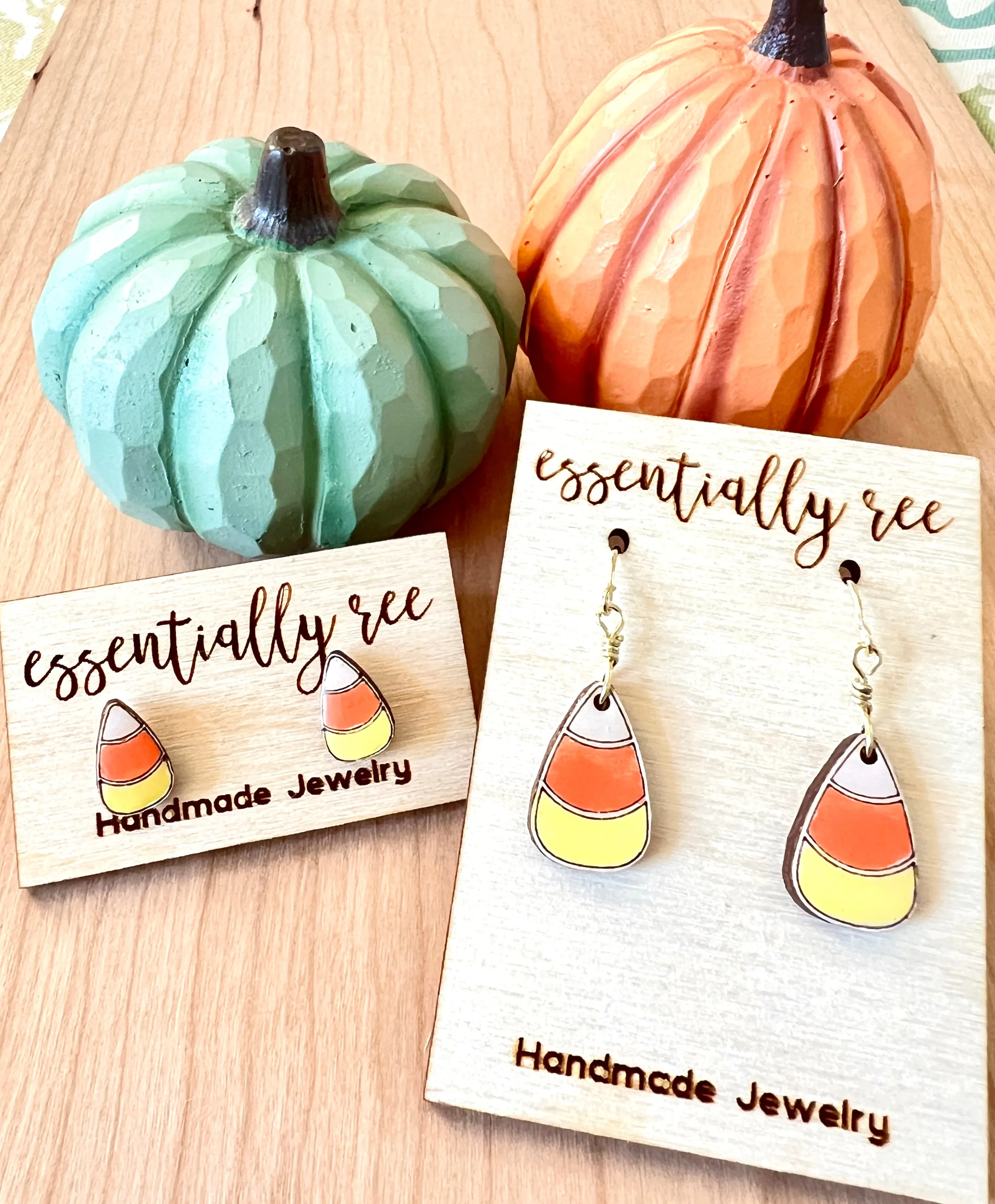 Handpainted Candy Corn Earrings
