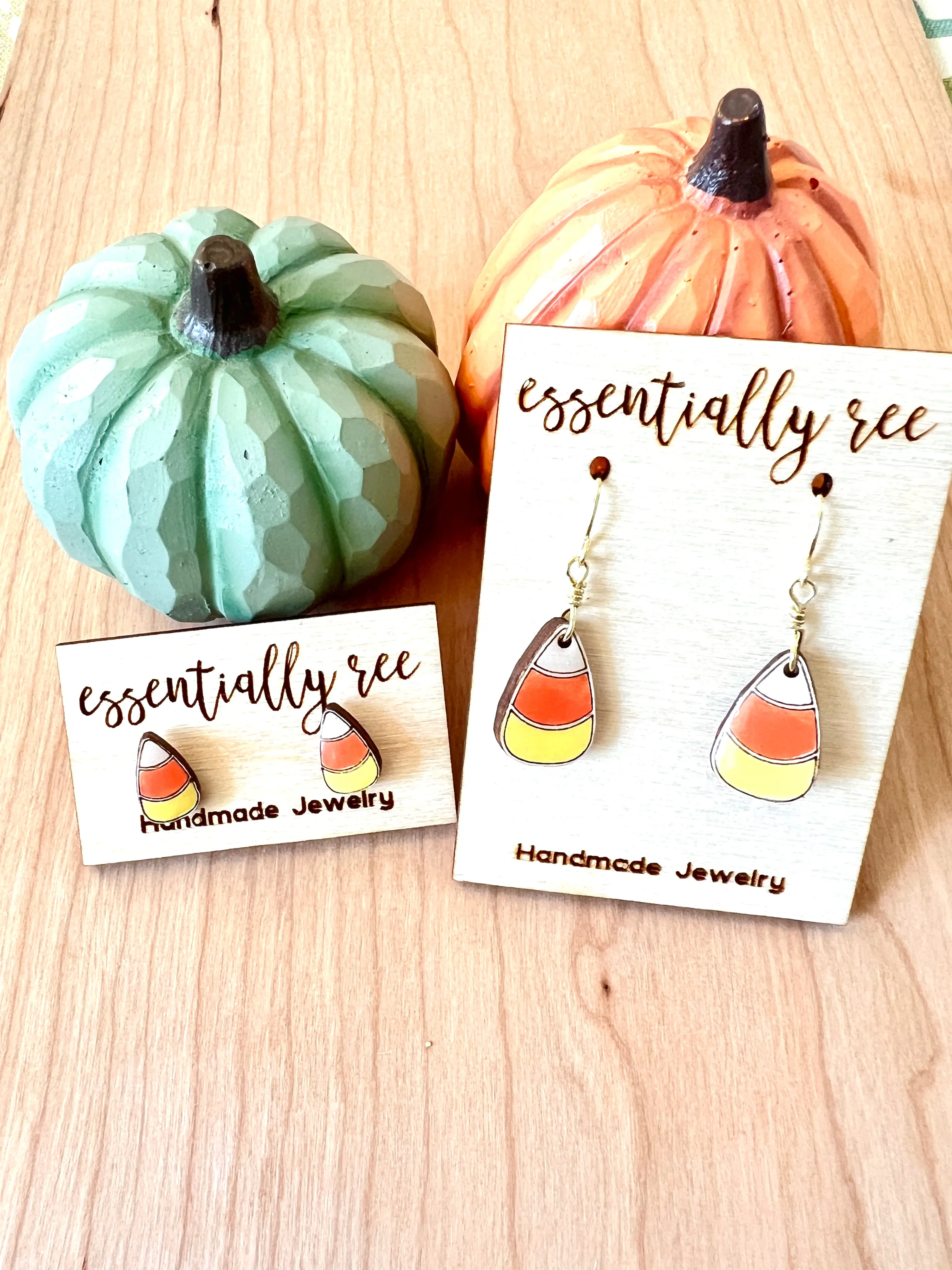 Handpainted Candy Corn Earrings