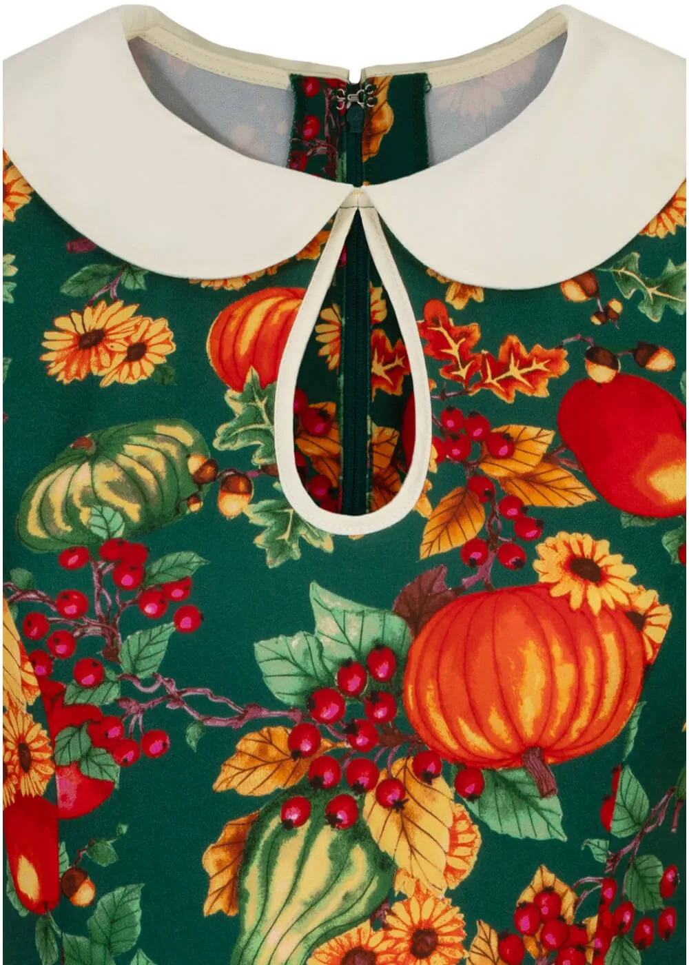 Hell Bunny Autumn Pumpkin 40's Mini Dress Green