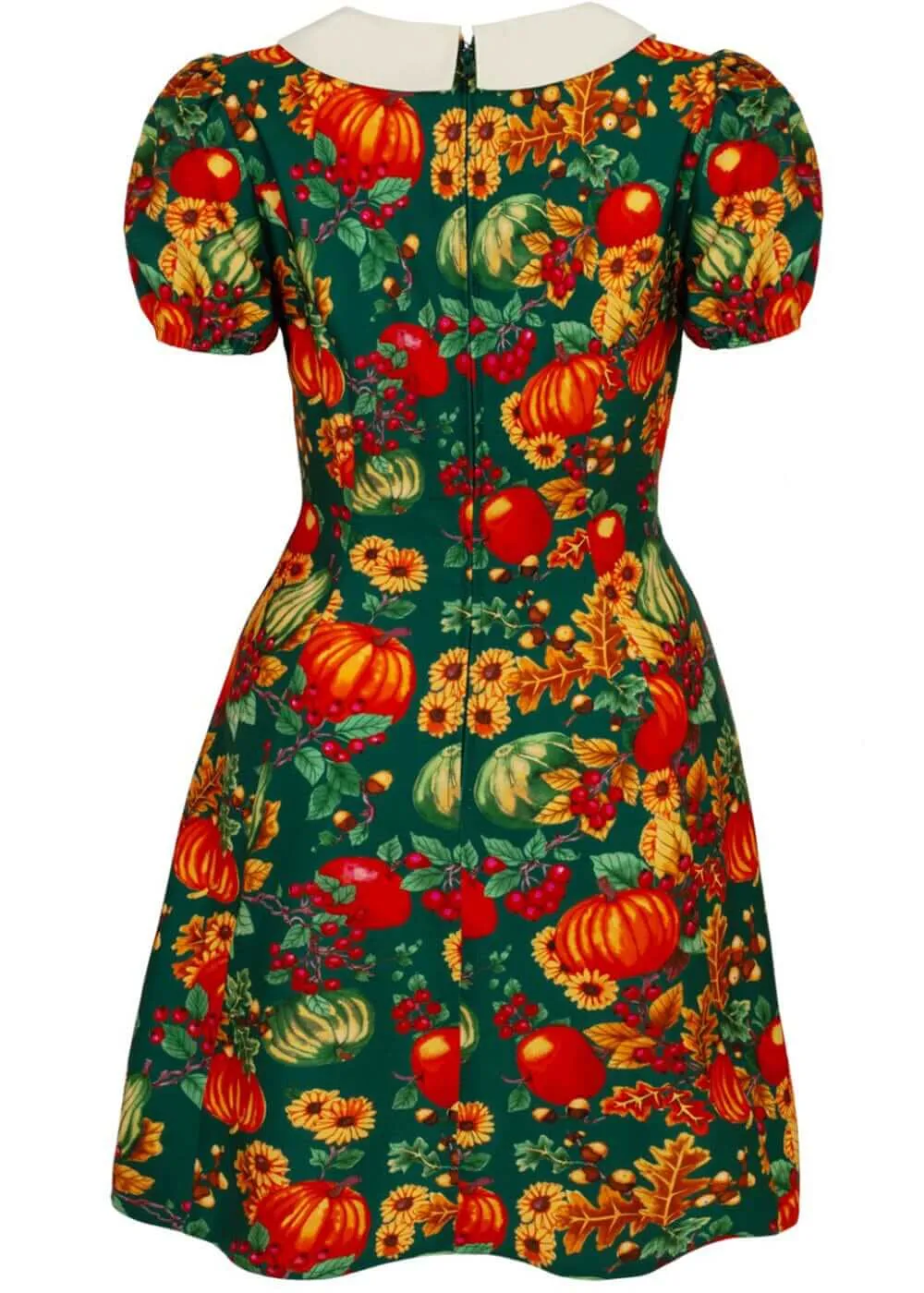 Hell Bunny Autumn Pumpkin 40's Mini Dress Green