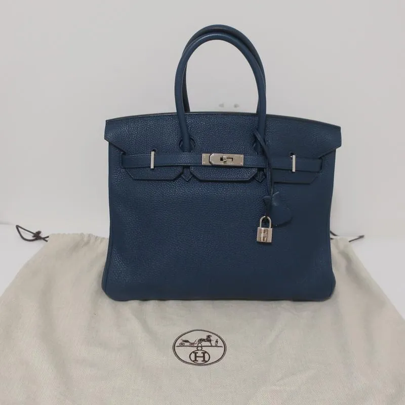 HERMES BIRKIN 35CM BLUE DE MALT CLEMENCE LEATHER PALLADIUM HARDWARE 2009