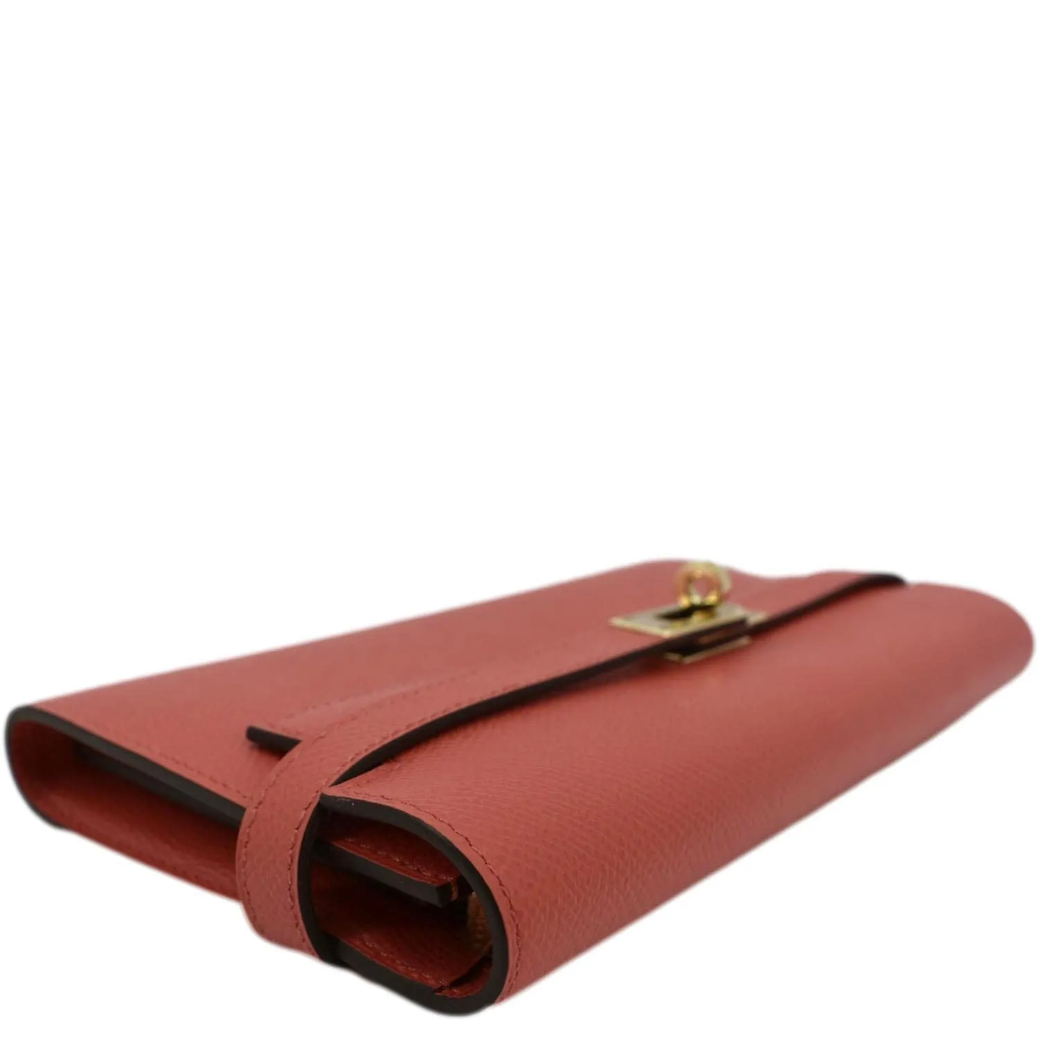 HERMES Kelly Epsom Leather Wallet Flamingo
