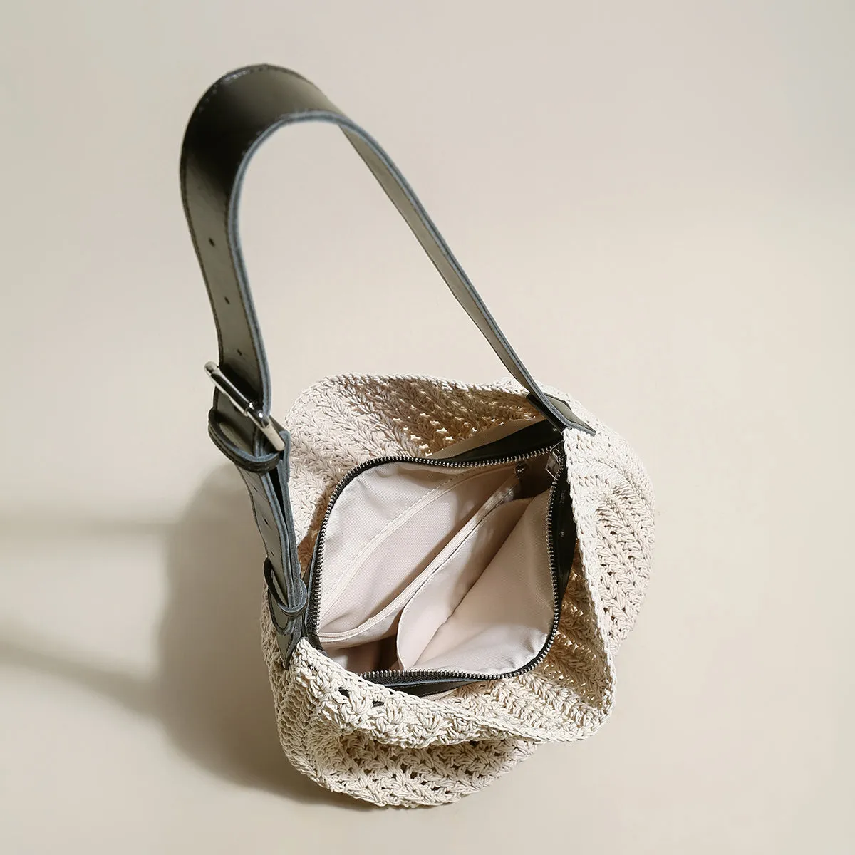 High-tech with Beach Tote Straps High-tech Medium Blue Bag Leather White