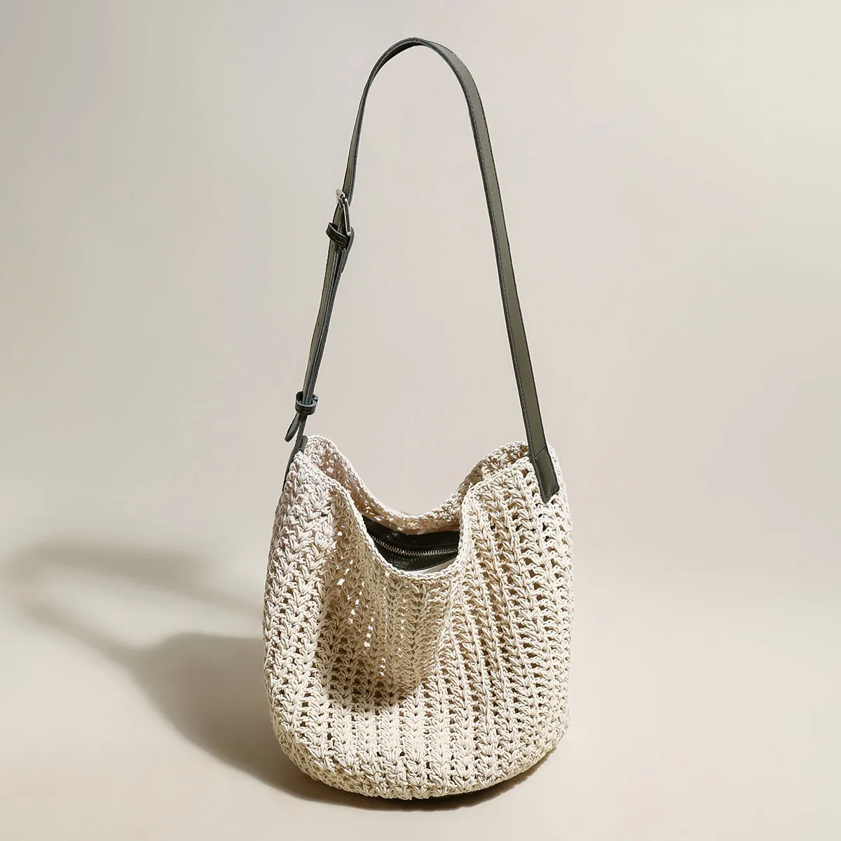 High-tech with Beach Tote Straps High-tech Medium Blue Bag Leather White