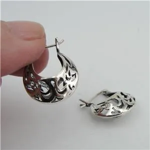 Hoop Earrings filigree 925 Sterling Silver Charming Hadar Designers (sp) SALE