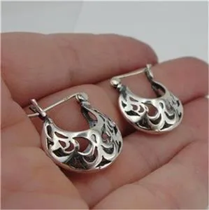 Hoop Earrings filigree 925 Sterling Silver Charming Hadar Designers (sp) SALE