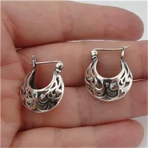 Hoop Earrings filigree 925 Sterling Silver Charming Hadar Designers (sp) SALE