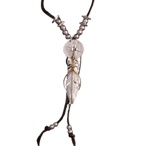 Horizon Blue Rail Feather Sun Crest Pendant