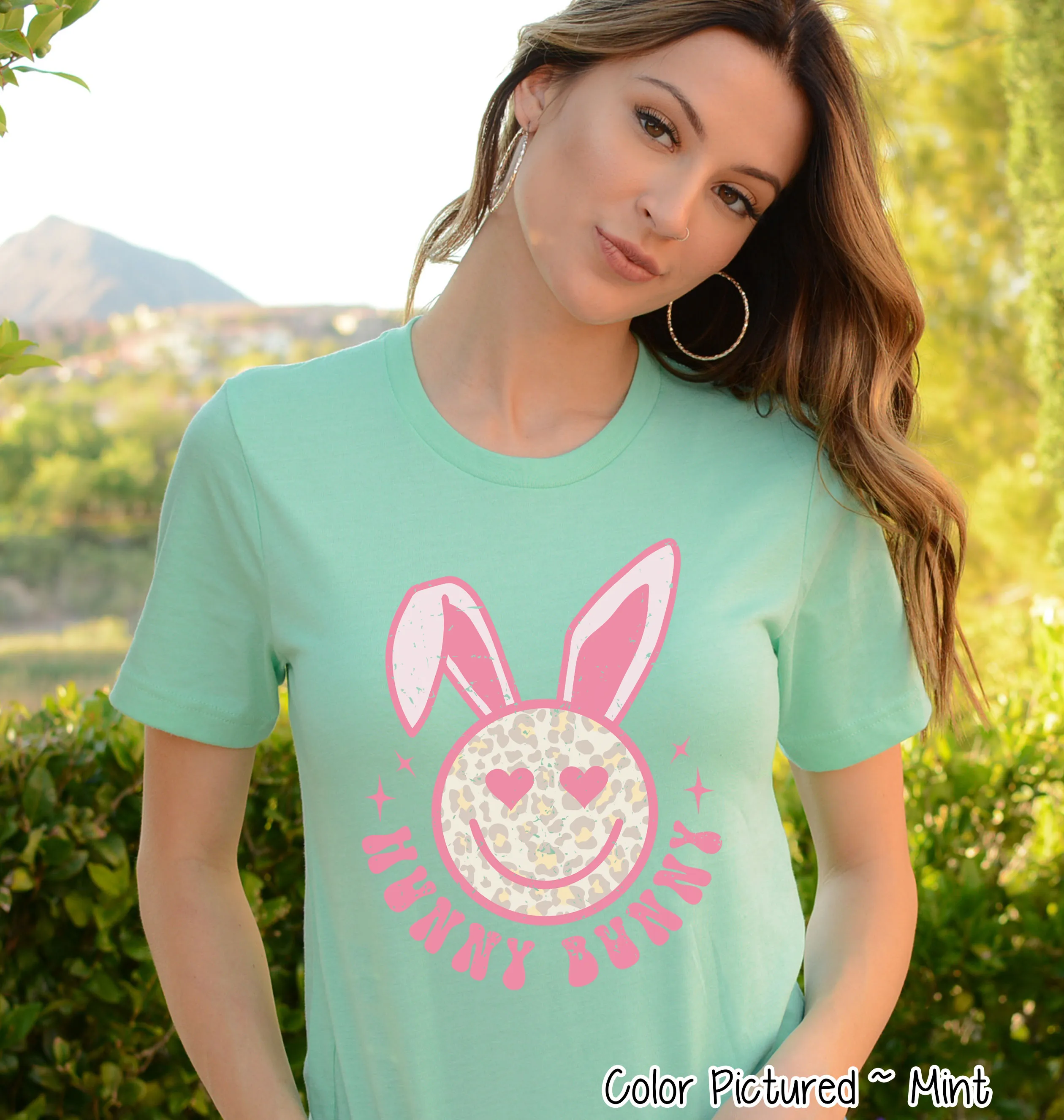 Hunny Bunny Retro Leopard Smiley Face Bunny Tee