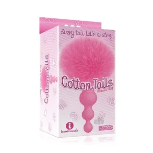 Icon Brands - The 9's, Cottontails, Silicone Bunny Tail Butt Plug, Beaded, Pink