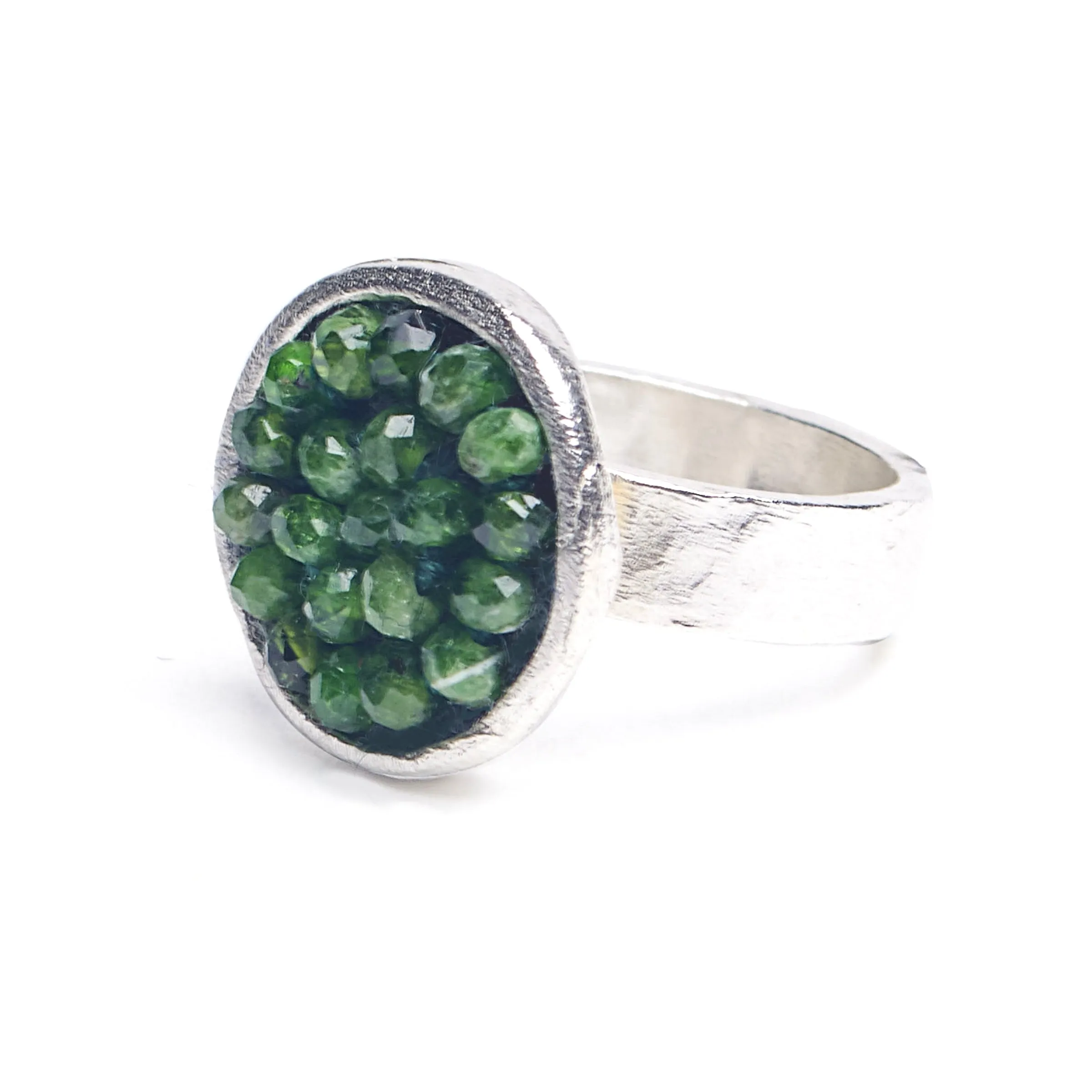 Iconic Chrome Diopside Mosaic Ring