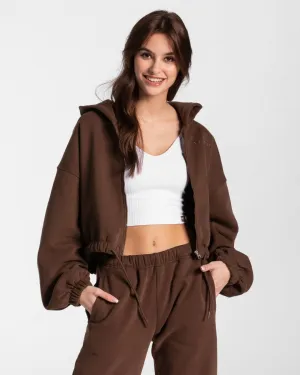 Iconic Oversized Zip Hoodie "Braun"
