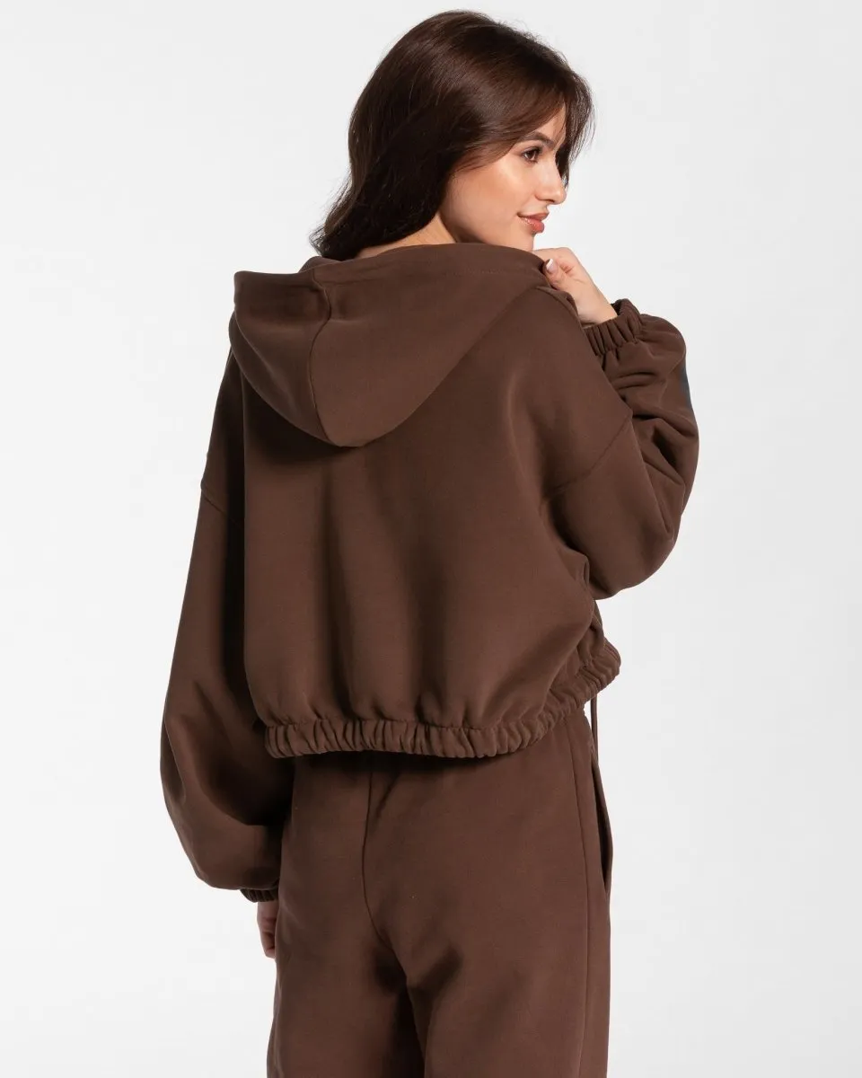 Iconic Oversized Zip Hoodie "Braun"