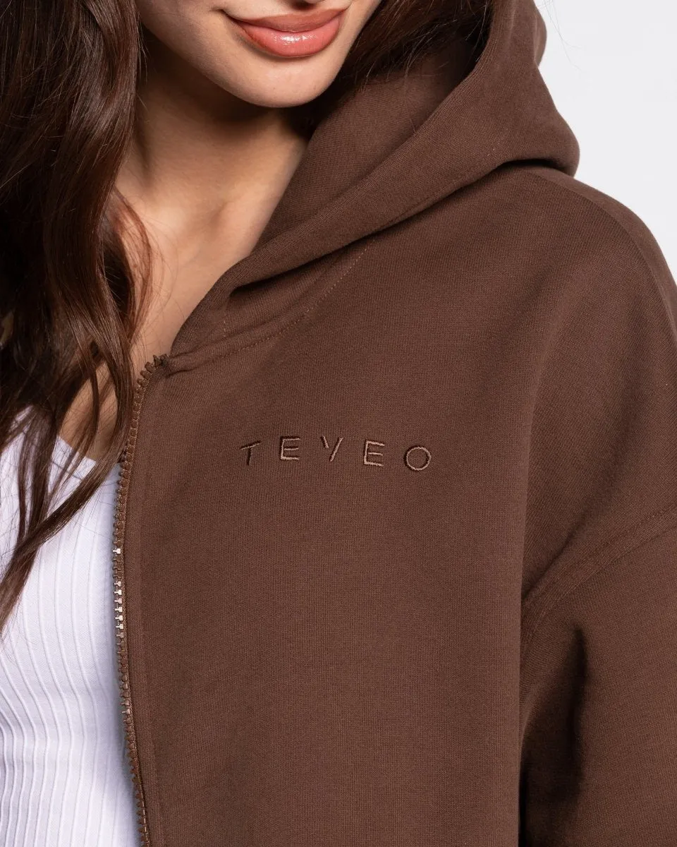 Iconic Oversized Zip Hoodie "Braun"