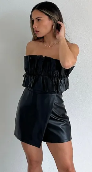 Iconic Reputation Leather Ruffle Romper