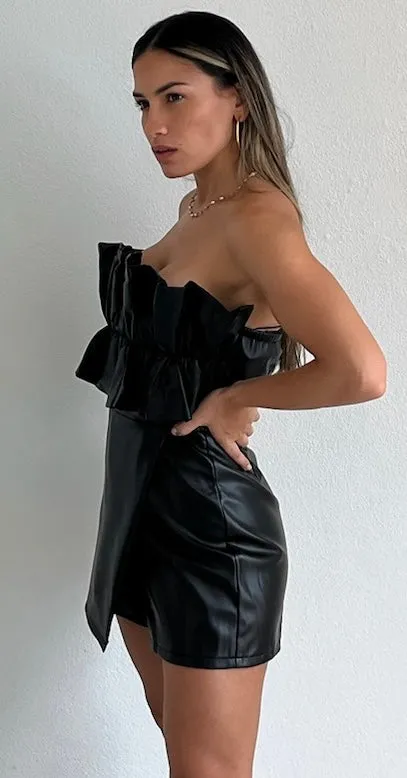 Iconic Reputation Leather Ruffle Romper