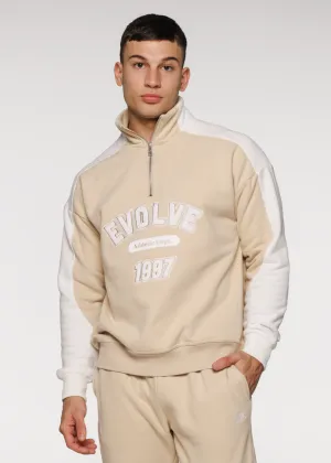 Iconic Retro ¼ Zip - Beige-White