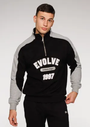 Iconic Retro ¼ Zip - Black-Grey