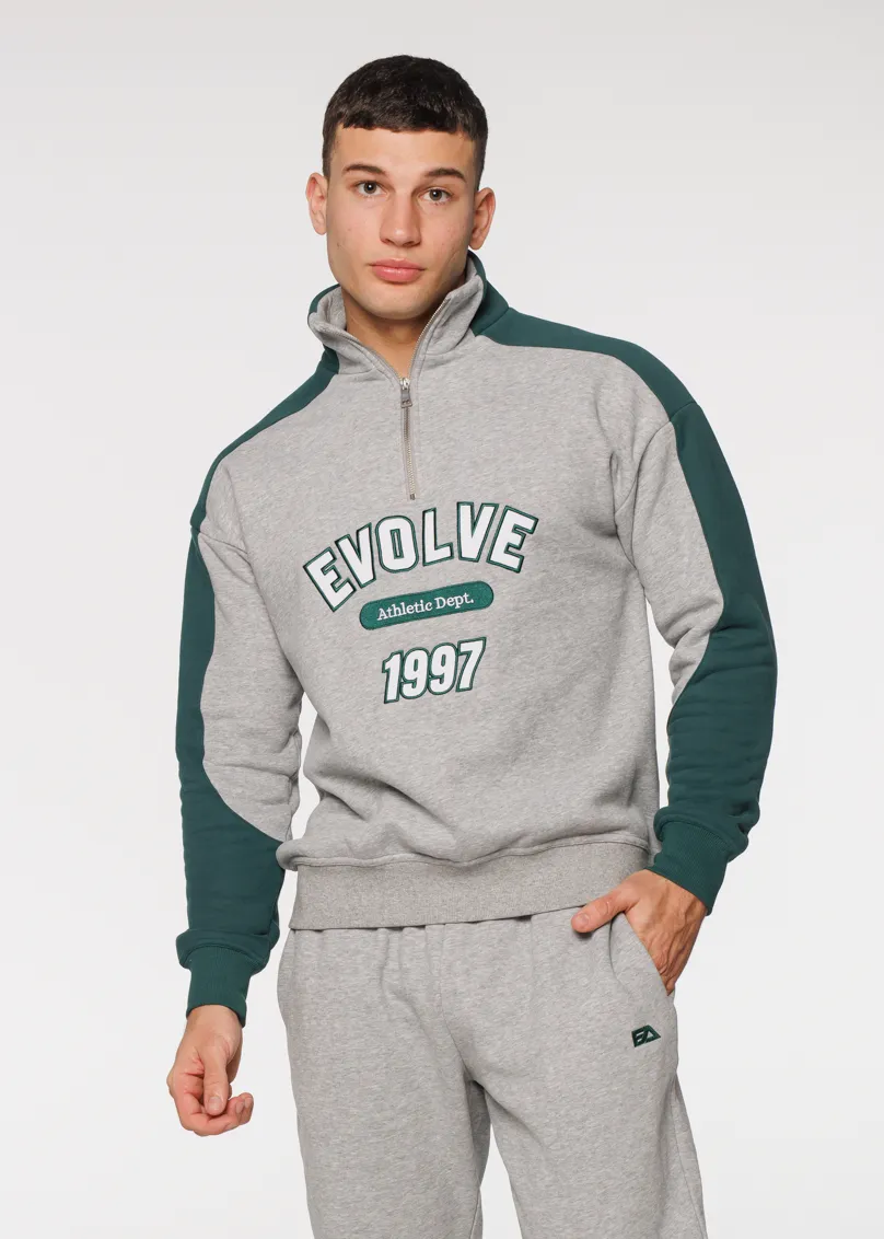 Iconic Retro ¼ Zip - Grey-Green
