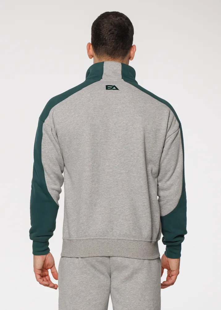 Iconic Retro ¼ Zip - Grey-Green